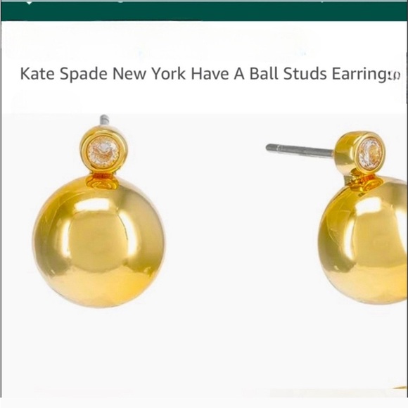 Kate Spade “ Have a Ball” Gold Tone Earrings , NWT, In Signature Box - Picture 6 of 12